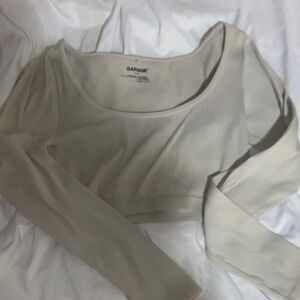 Garage Beige Ribbed Long Sleeve Bodysuit